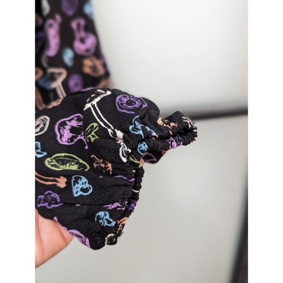 NWT 3rd + Malt|Mushroom Ditsy Crop DrawString Lantern Sleeves Shirt Summer F… - Picture 5 of 5